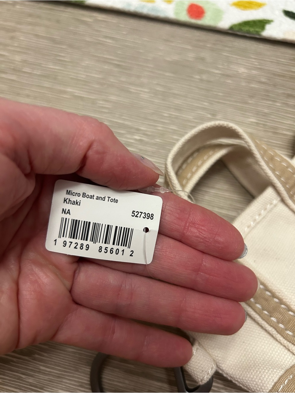 L.L.Bean Canvas Micro Boat and Tote Bag in Cream & Tan - Picture 4 of 7